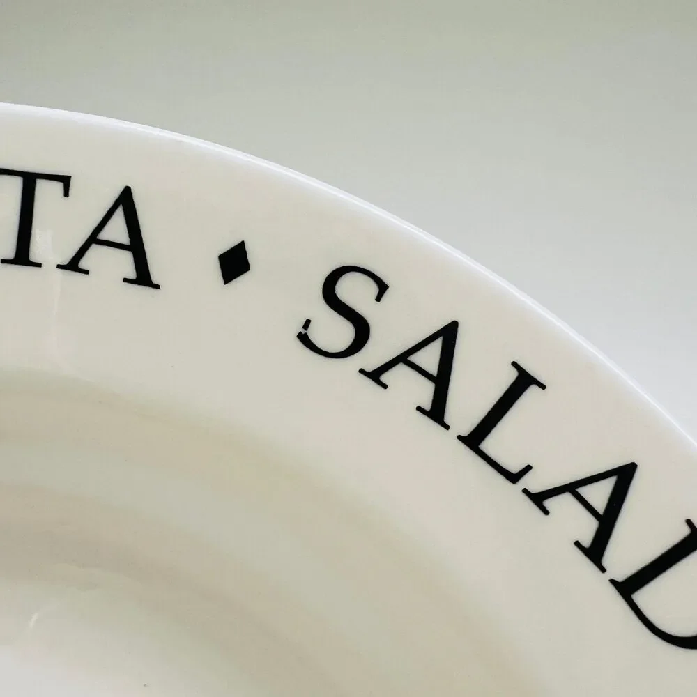 OVER AND BACK Stoneware SALAD, RICE, & PASTA Text Around Rim Serving Bowl